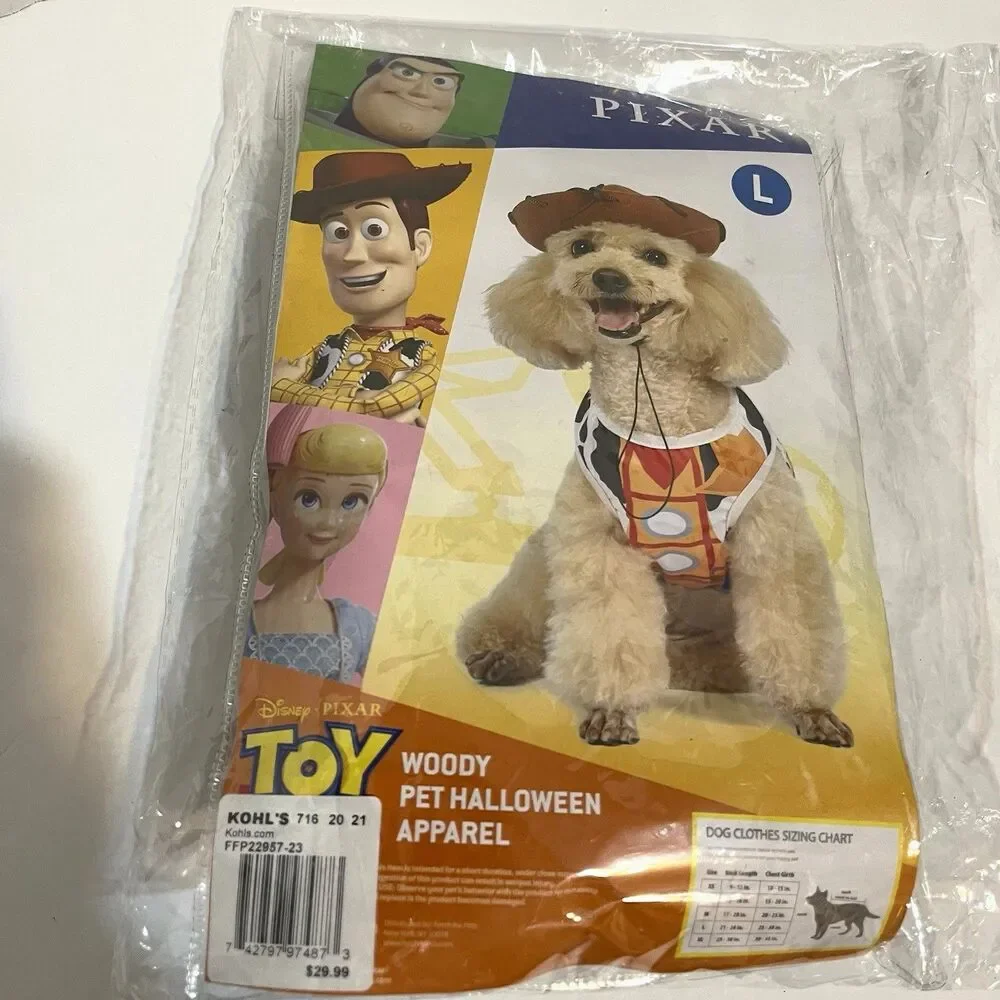 Disney Pixar Toy Story Woody Dog Costume Size L Multicolor Polyester